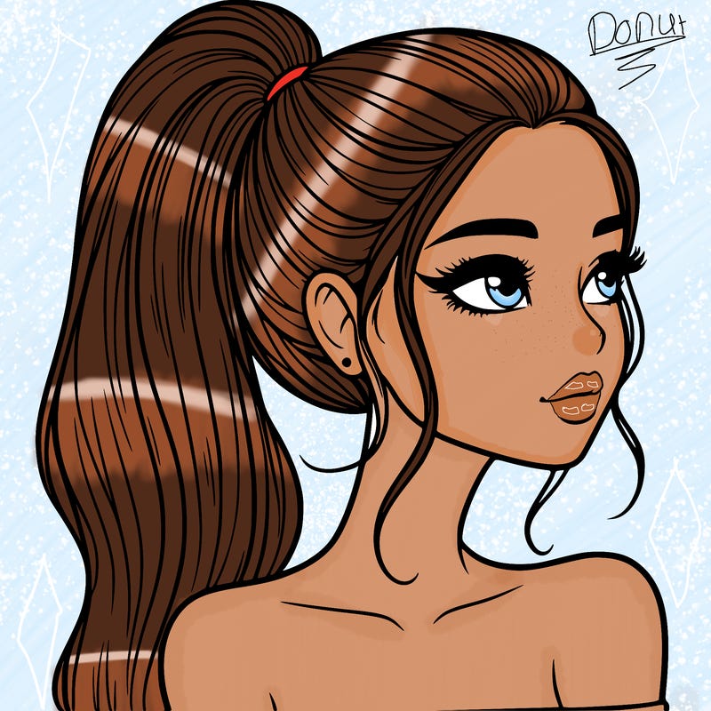 a beautiful and realistic girl with a high pony tail