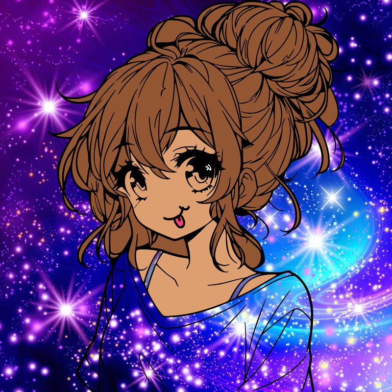 a beautiful anime girl with a messy bun