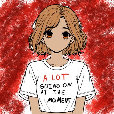 realistic girl with shoulder length hair and blank t shirt