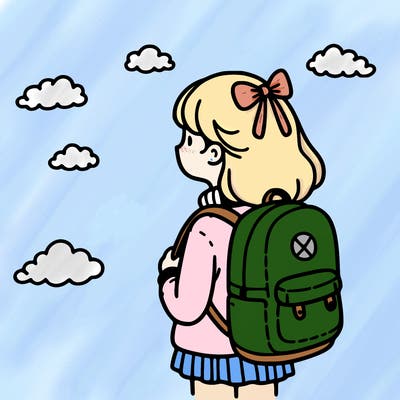 a girl with a backpack