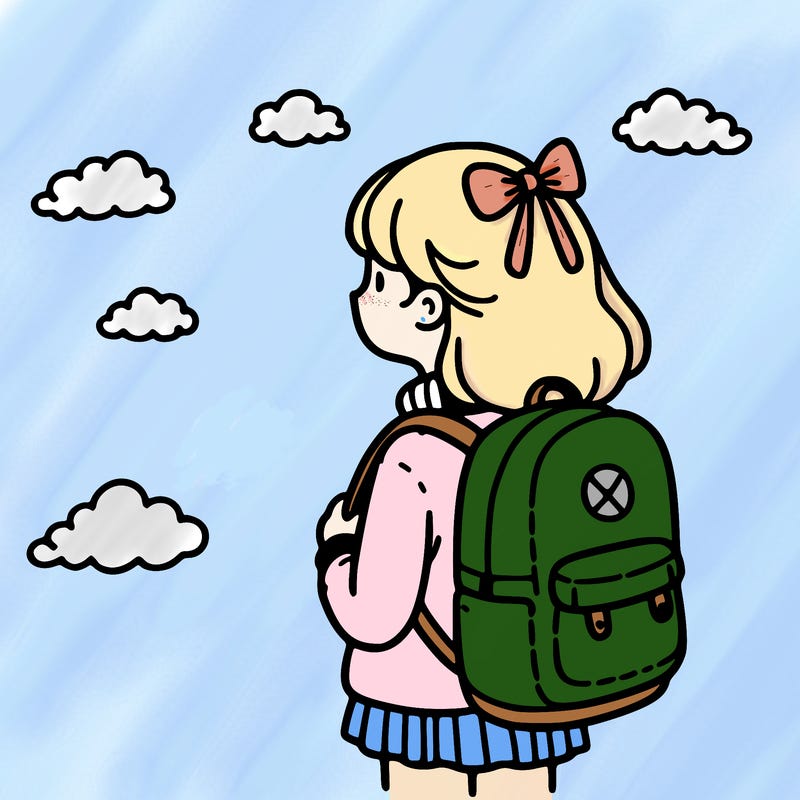 a girl with a backpack