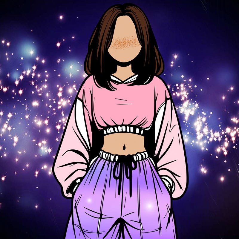 realistic girl faceless with baggy pants and a crop top