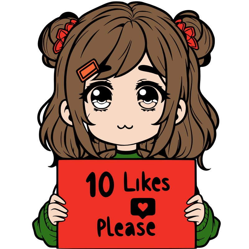 a girl with a sign saying 10 likes please