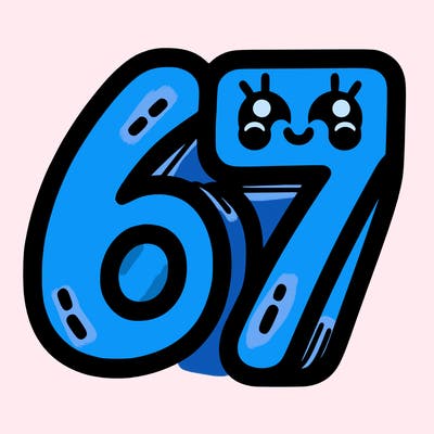 the numbers 67