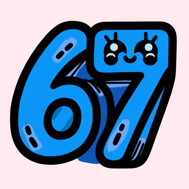 the numbers 67