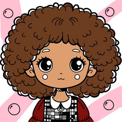 girl with puffy hair