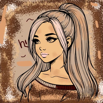 realistic girl with a high ponytail