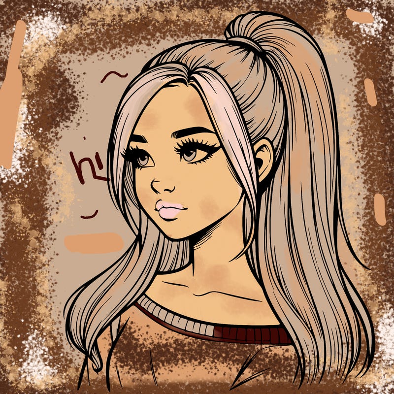 realistic girl with a high ponytail