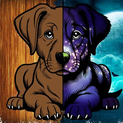 realistic dog split picture