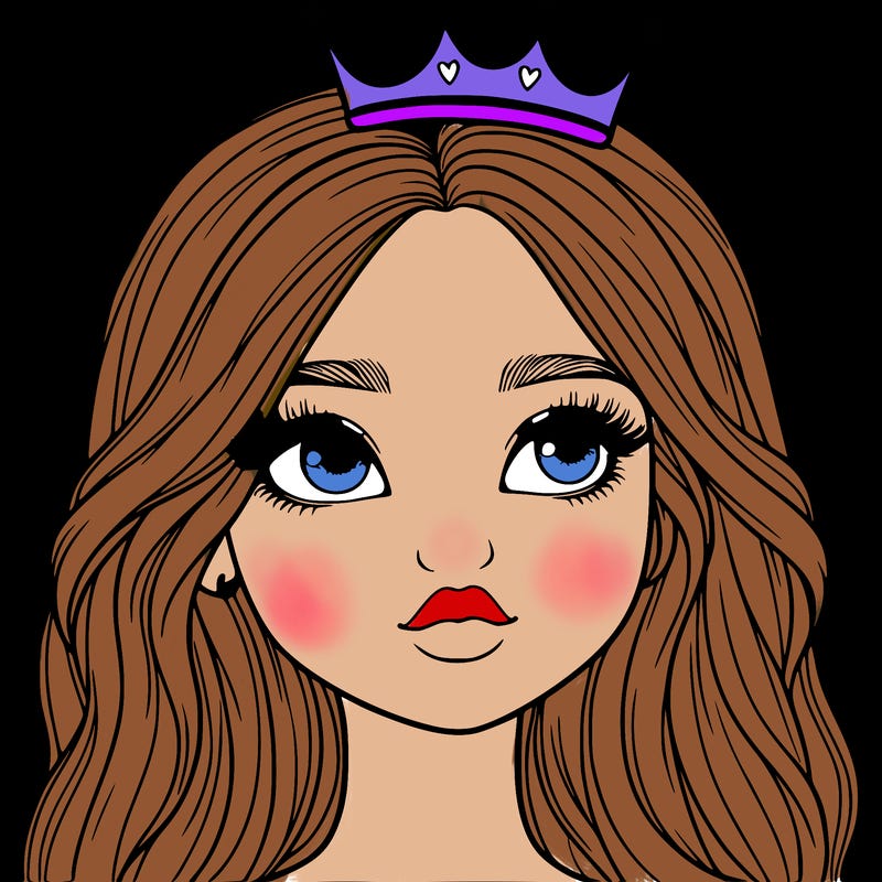 a realistic girl with a crown on
