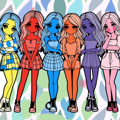 a group of girls realistic