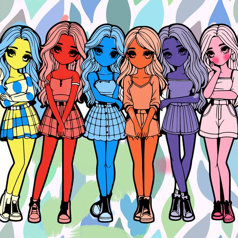 a group of girls realistic