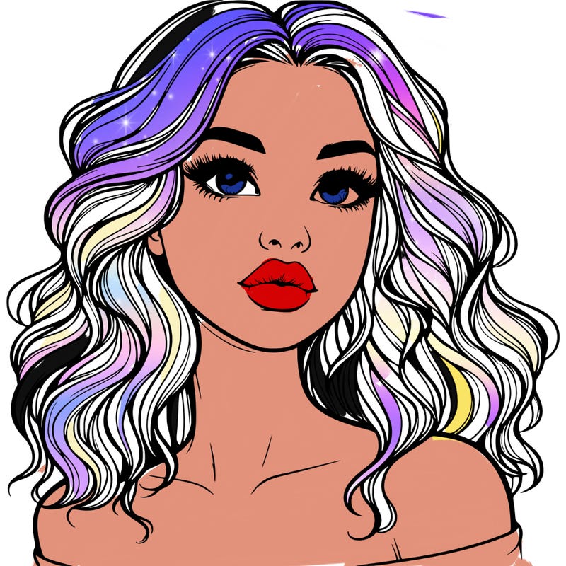 realistic girl with wavy hair and lips