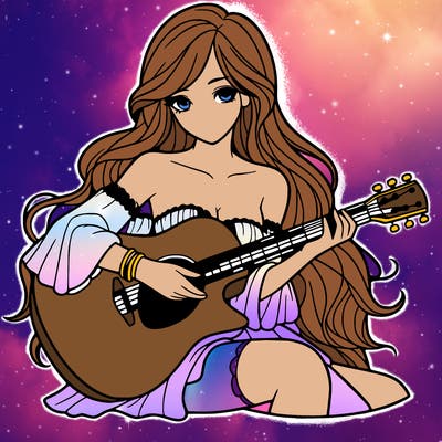 beautiful girl playing the guitar