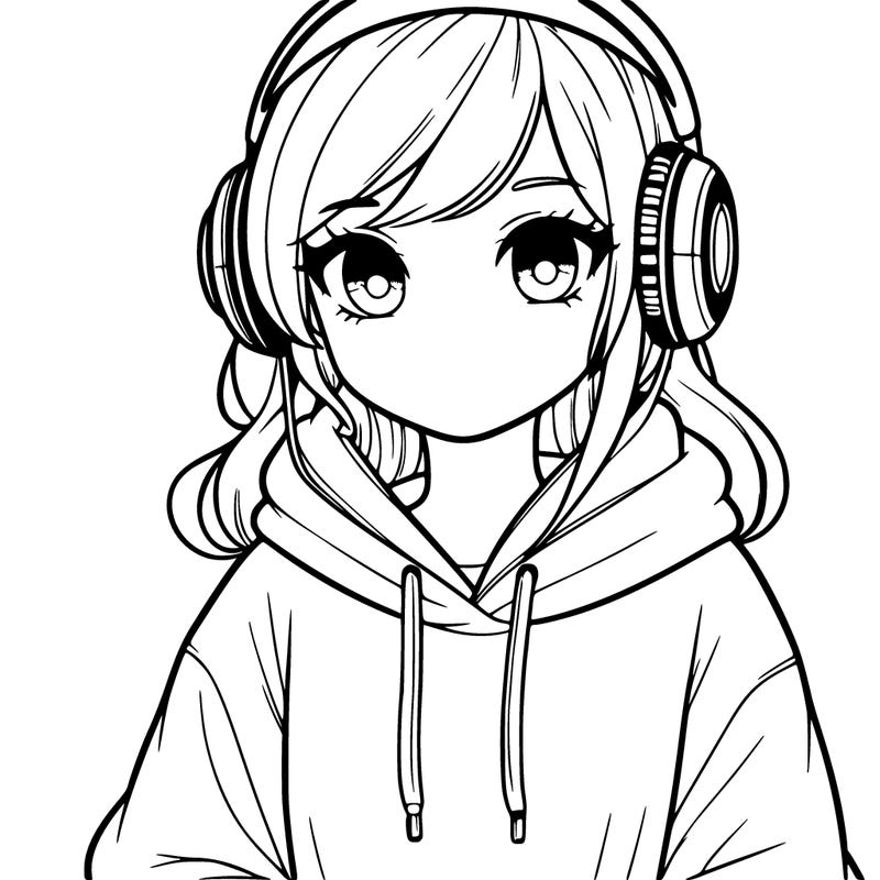 girl with headphones qnd a hoodie