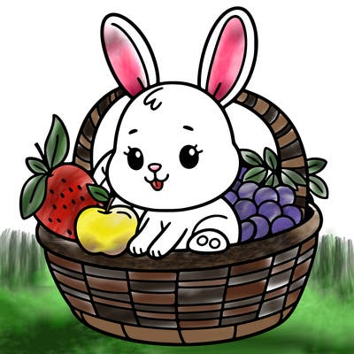 bunny in a fruit basket
