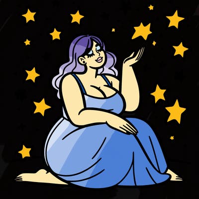 plus size woman looking at stars