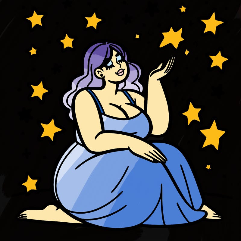 plus size woman looking at stars