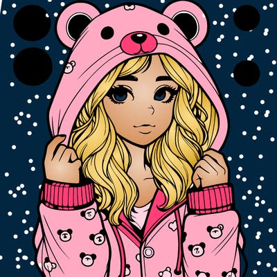realistic girl in a animal pjs hoodie