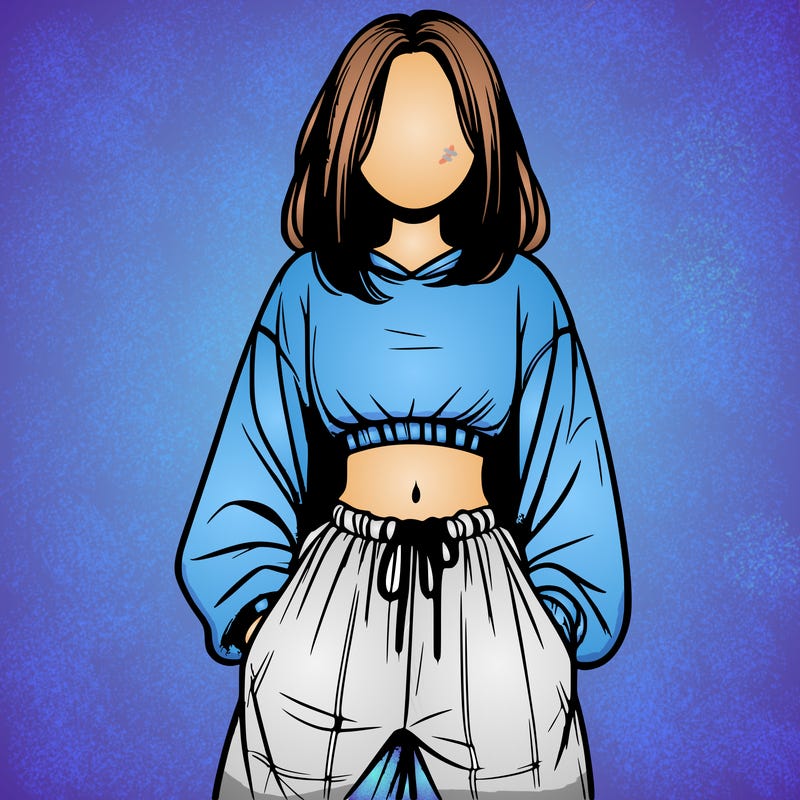 realistic girl faceless with baggy pants and a crop top
