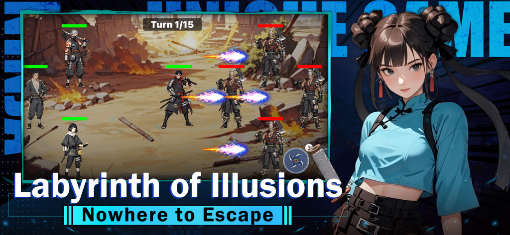 Konoha:Tailed Chaos - Strategisches Kampf-Gameplay in Konoha Tailed Chaos mit dem Labyrinth der Illusionen