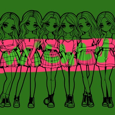 a group of girls realistic