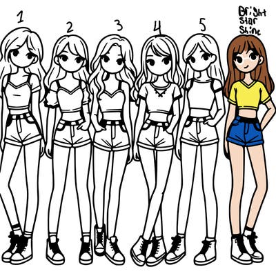 a group of girls wearing crop tops and shorts