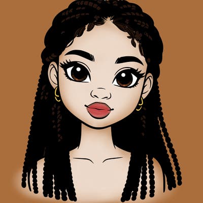 a realistic black girl with braids