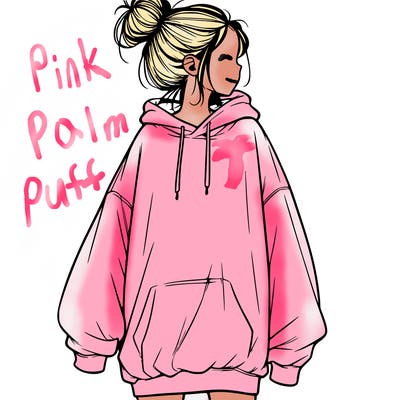 realistic girl with a oversized sweatshirt on and a bun
