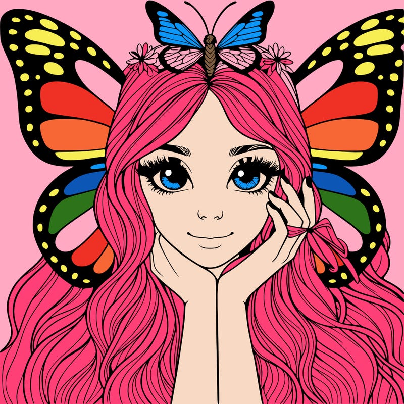 butterfly realistic girl
