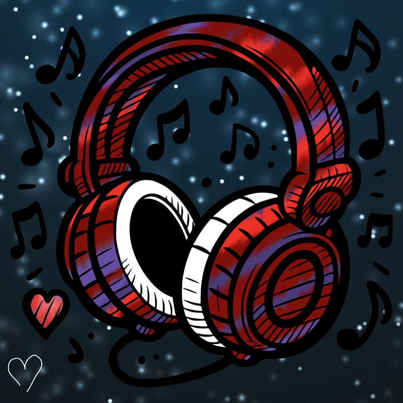 headphones with music notes