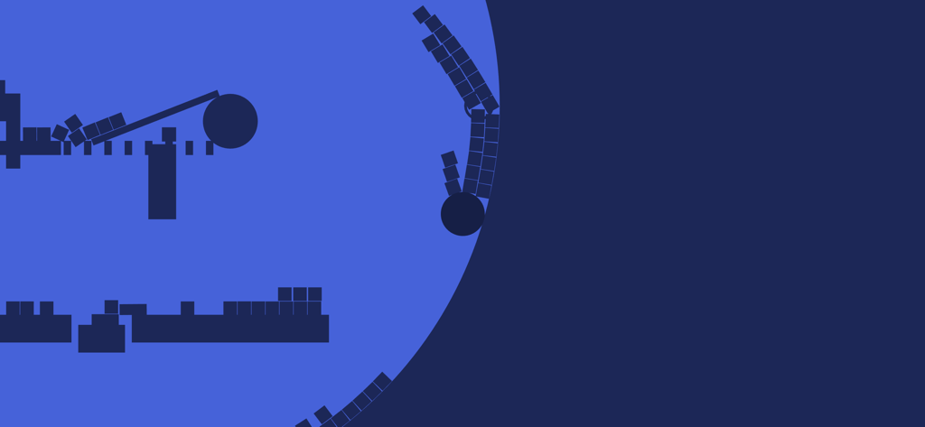 A minimalist level in circloO featuring a dark blue ball rolling on geometric platforms within a large blue circle.