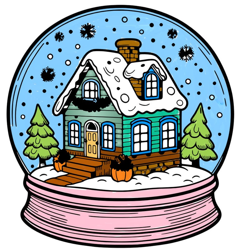 house in a snow globe