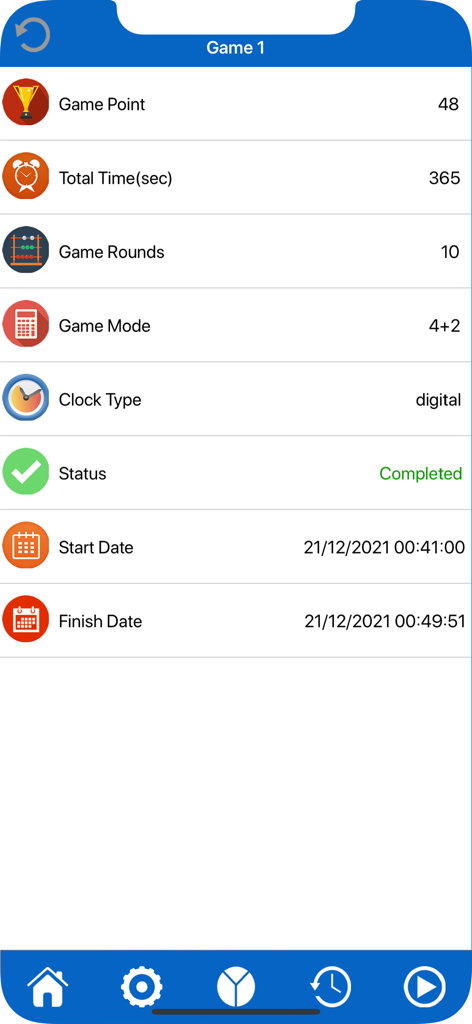 The Countdown Numbers Game - Game results screen showing score and statistics for The Countdown Numbers Game