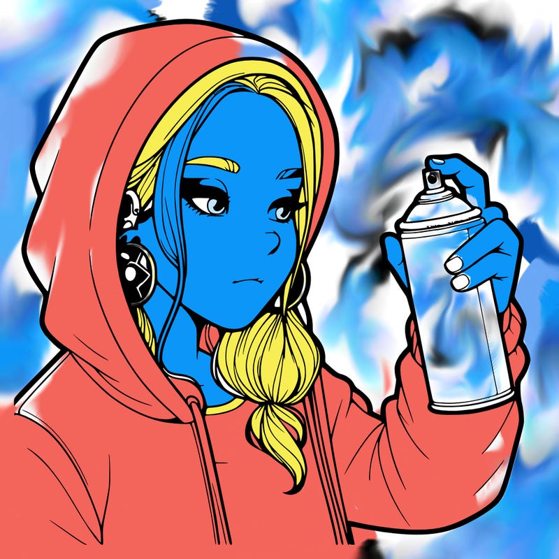 a realistic girl, spray painting
