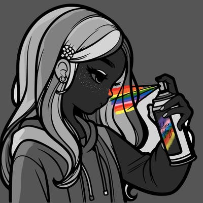 a realistic girl spray painting