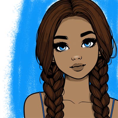 realistic girl with braids