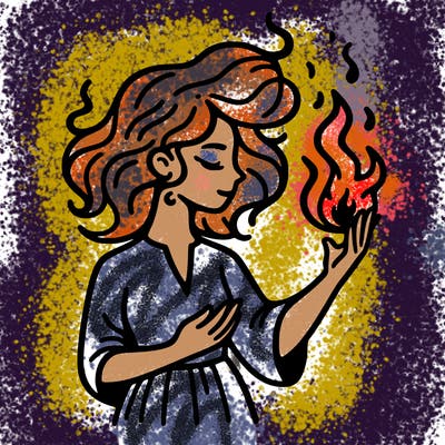 woman with fire
