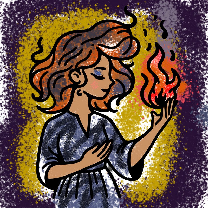 woman with fire