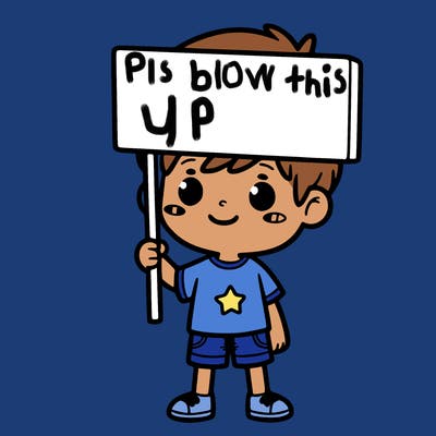 boy holding a sign