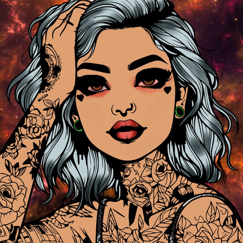 realistic girl with tattoos all over