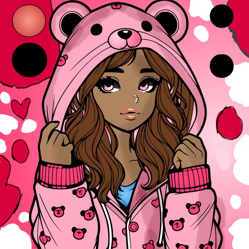 realistic girl in a animal pjs hoodie