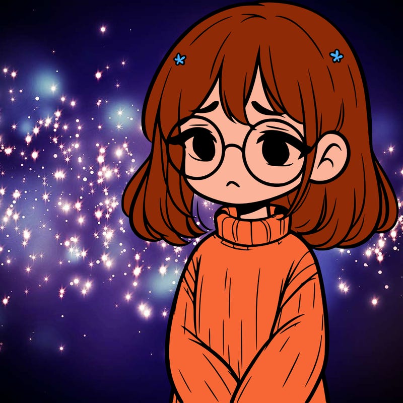 sad girl with glasses in a sweater