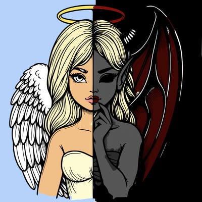 realistic angel half demon