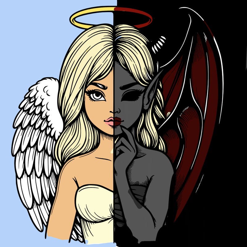 realistic angel half demon