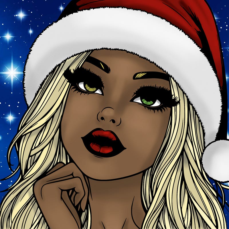 realistic christmas girl with lips