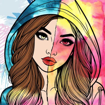 realistic beautiful girl with a hood on