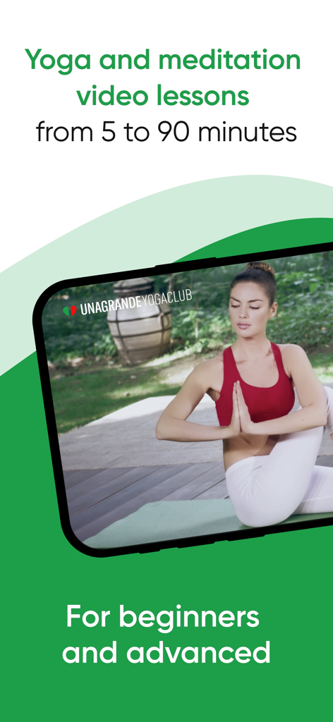 Yoga and meditation video lessons for beginners and advanced levels ranging from 5 to 90 minutes