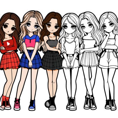 a group of girls realistic