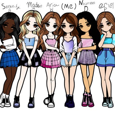 a group of girls realistic